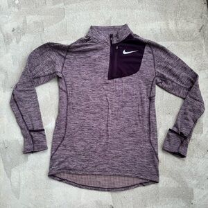 Nike Running Men’s Dri-Fit 1/4 Zip Thermal Pullover Shirt Fleece Purple Athletic